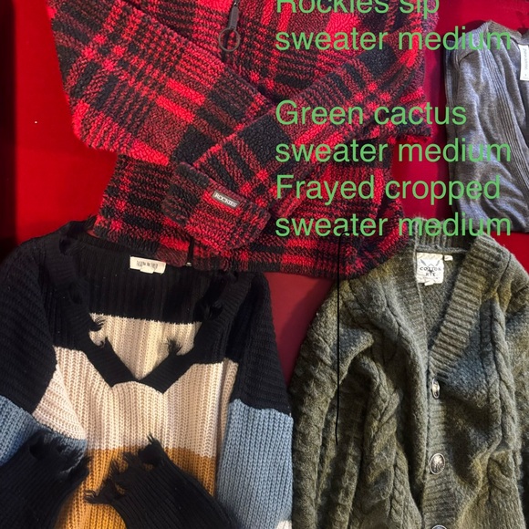 Sweaters - Vintage Rockies Cropped Sweater Lot Red and Black Plaid Women's Sweater